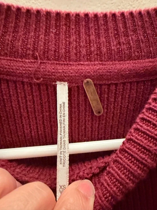 Free People Ottoman Slouchy Tunic Ribbed Mock Neck Sweater Burgundy XS - Picture 5 of 6